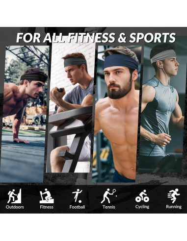 Cinta para la cabeza Sukeen negra antideslizante para sudor