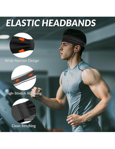 Cinta para la cabeza Sukeen negra antideslizante para sudor