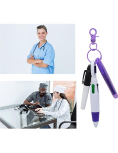 Conjunto de bolígrafos mini YYaaloa para enfermeras - 2 resaltadores y 2 llaveros 2