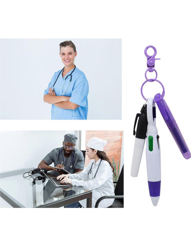 Conjunto de bolígrafos mini YYaaloa para enfermeras - 2 resaltadores y 2 llaveros