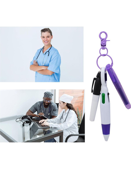 Conjunto de bolígrafos mini YYaaloa para enfermeras - 2 resaltadores y 2 llaveros