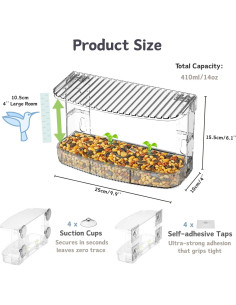 Comedero de Aves Kassiva Transparente para Ventanas 26.4x11.2cm 2