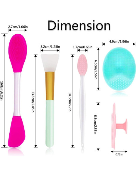 Juego de 5 Cepillos de Silicona para Limpieza Facial Nazeshenyexyf Juego de 5 Cepillos de Silicona para Limpieza Facial Nazeshenyexyf
