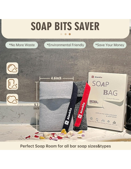 Bolsas Exfoliantes para Jabón Alankilo - 2 Piezas Gris Bolsas Exfoliantes para Jabón Alankilo - 2 Piezas Gris