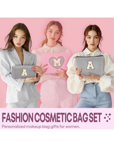 2 Bolsas de Maquillaje Personalizadas para Mujeres - Negro