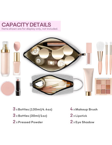 2 Bolsas de Maquillaje Personalizadas para Mujeres - Negro