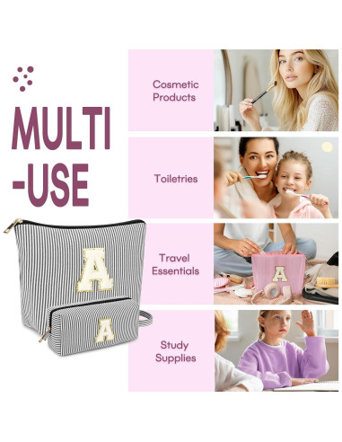 2 Bolsas de Maquillaje Personalizadas para Mujeres - Negro