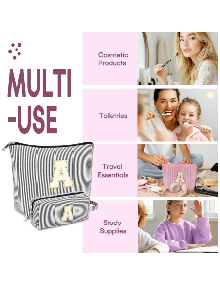 2 Bolsas de Maquillaje Personalizadas para Mujeres - Negro