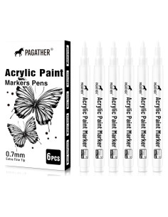 Marcadores de Pintura Acrílica Blanca Pagather 0.7mm Paquete 6