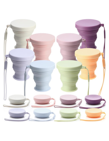 8 Tazas de Silicona Plegables Funnymoom 200 ml Colores Macaron