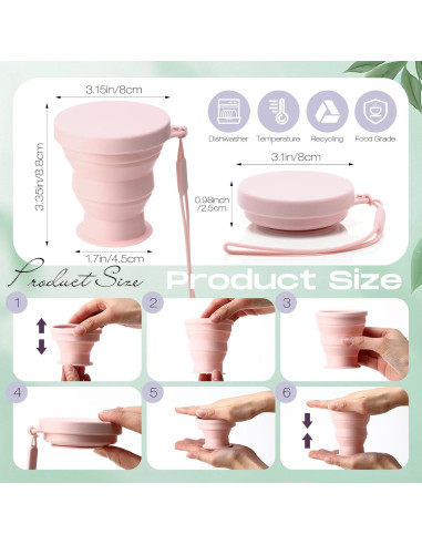 8 Tazas de Silicona Plegables Funnymoom 200 ml Colores Macaron