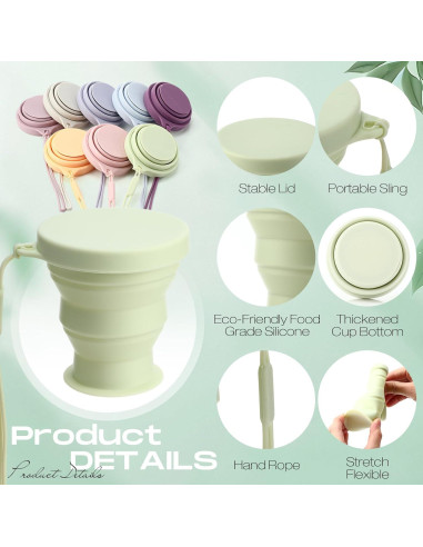 8 Tazas de Silicona Plegables Funnymoom 200 ml Colores Macaron