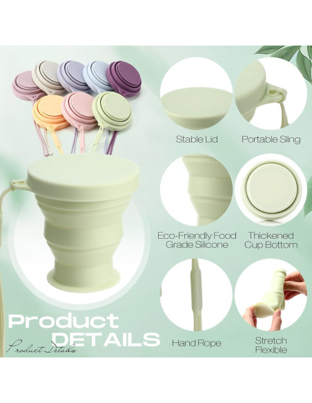 8 Tazas de Silicona Plegables Funnymoom 200 ml Colores Macaron