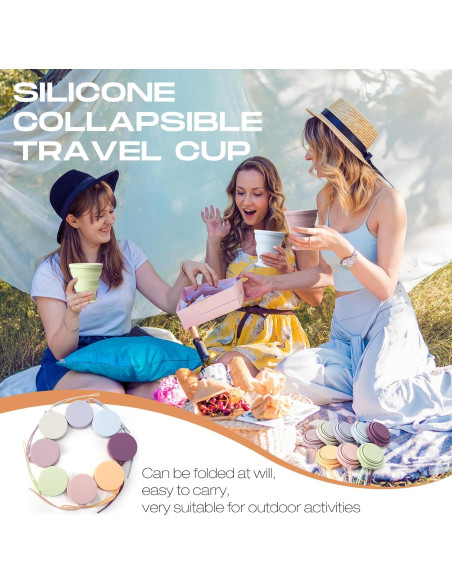 8 Tazas de Silicona Plegables Funnymoom 200 ml Colores Macaron