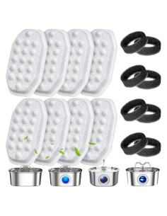 Paquete de 16 Filtros y Esponjas WEIKEY para Fuente de Agua 3.2L