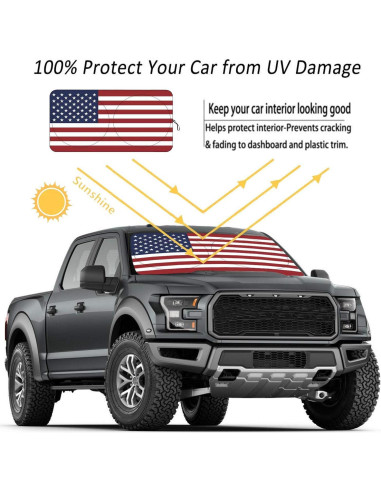 Sombra Solar Parabrisas TDCQQGQQ Bandera Americana 160x85cm