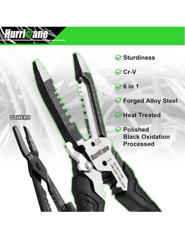 HURRICANE 6-en-1 Desforrador y Crimpador de Cables 8-18 AWG