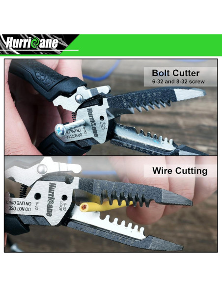 HURRICANE 6-en-1 Desforrador y Crimpador de Cables 8-18 AWG