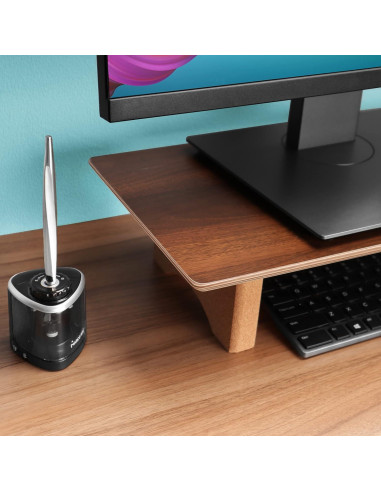 Soporte Elevador Doble para Monitor Aothia de Madera Nogal