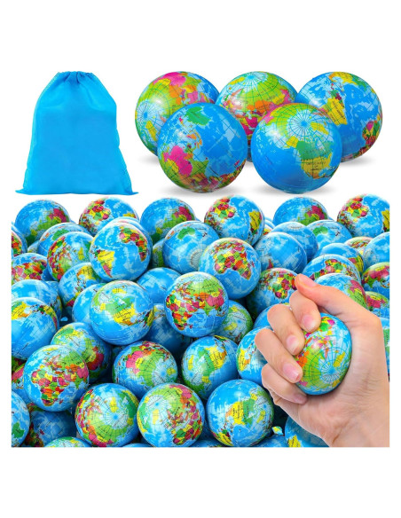 150 Pelotas de Estrés Globo Poen 5 cm con Bolsa Azul
