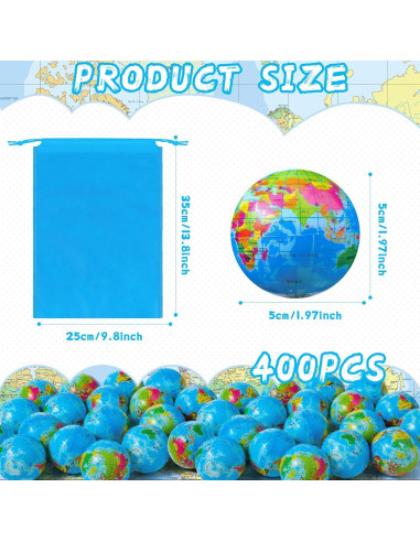 150 Pelotas de Estrés Globo Poen 5 cm con Bolsa Azul