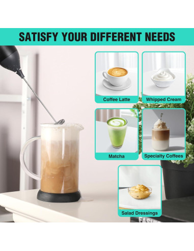 Espumador de Leche Eléctrico HAUSHOF Recargable USB-C Negro