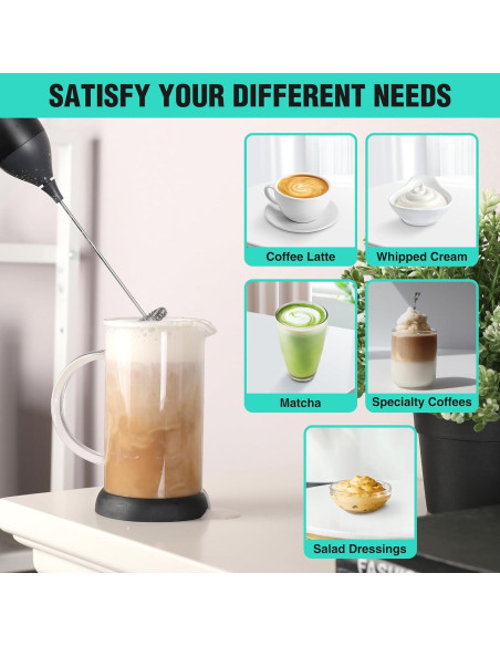 Espumador de Leche Eléctrico HAUSHOF Recargable USB-C Negro