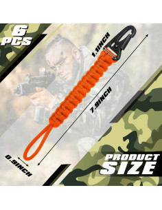 Set de 6 Llavero Paracord 550 Yoojahow Anaranjado 20.1 cm 2