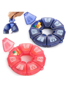 Organizador de Pastillas Semanal YAKLIM 2 Pcs Rosa Azul 11 cm