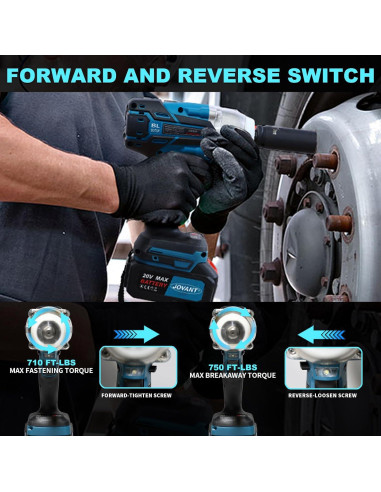 Llave de Impacto Inalámbrica JOVANT 20V 1000Nm 5 Modos