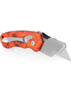 Cuchillo Utilitario Plegable Olympia Tools Camuflaje Naranja - 2 Unidades 2