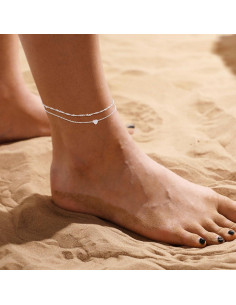 Pulseras de Tobillo Feskive 14K Oro Real 20cm Ajustables 2