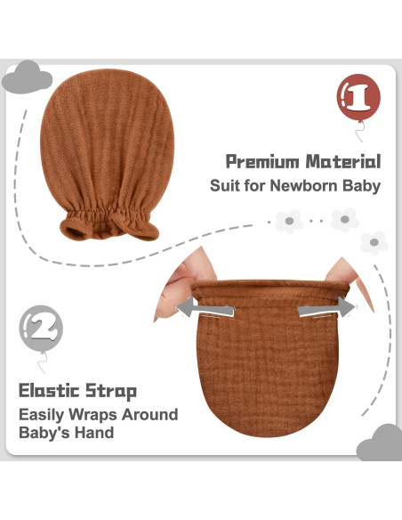 Mitones de Muselina Pro Goleem para Bebés 0-6 meses 100% Algodón