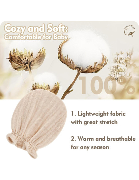 Mitones de Muselina Pro Goleem para Bebés 0-6 meses 100% Algodón