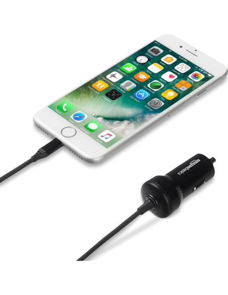 Cargador de coche Amazon Basics Lightning 12W 2.4A Negro