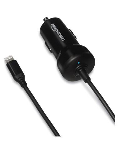 Cargador de coche Amazon Basics Lightning 12W 2.4A Negro
