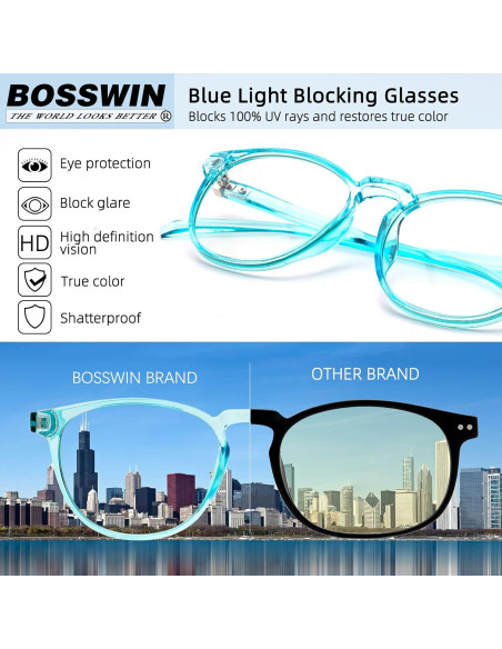 Gafas BOSSWIN bloqueadoras luz azul unisex - Paquete 4