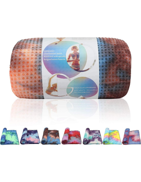 Toalla de Yoga Antideslizante Pefi Microfibra 183x61 cm Azul y Gris