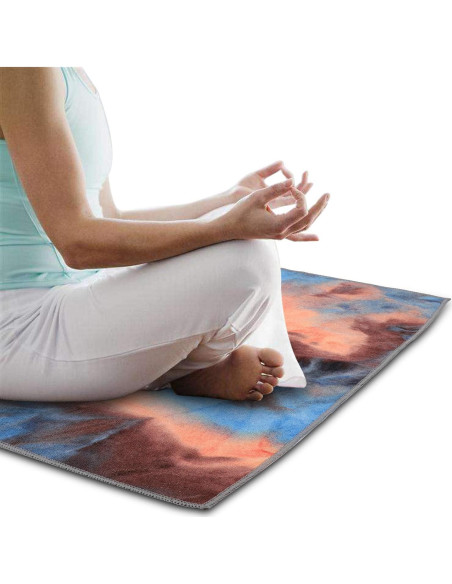 Toalla de Yoga Antideslizante Pefi Microfibra 183x61 cm Azul y Gris