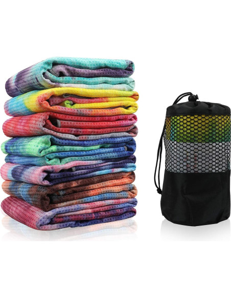 Toalla de Yoga Antideslizante Pefi Microfibra 183x61 cm Azul y Gris