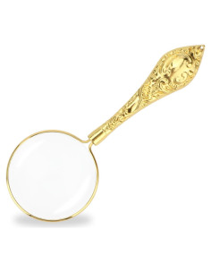 Lupa de Mano Rongon 5X con Mango Dorado para Lectura