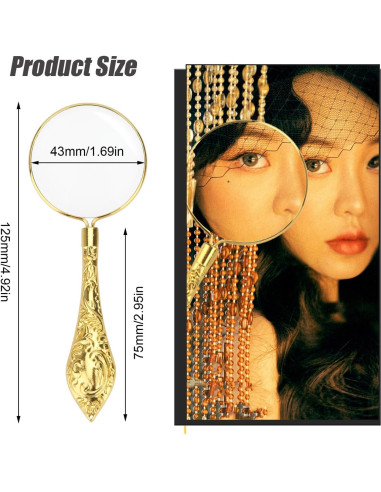 Lupa de Mano Rongon 5X con Mango Dorado para Lectura