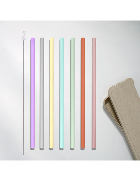 Popotes Reutilizables de Silicona Hahe 23 cm Multicolor con Estuche