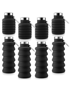 Botellas de Agua Plegables Lallisa 4 Pcs 500 ml Silicona Negra