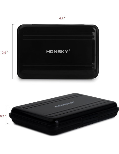 Caja de Aluminio Honsky para Tarjetas SD y Micro SD, Negra