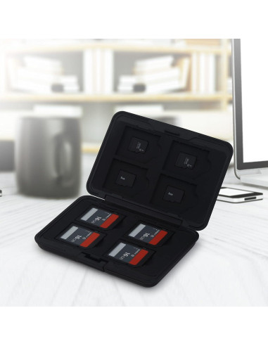 Caja de Aluminio Honsky para Tarjetas SD y Micro SD, Negra