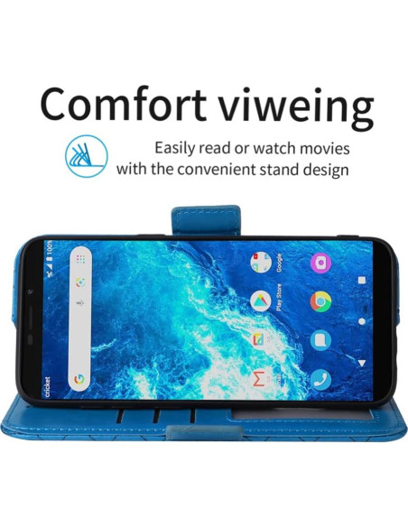 Funda Cartera ELISORLI Flip Azul para Cricket Icon 2 y AT&T
