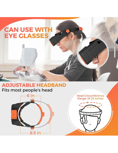 Lupa de Diadema COYLAPY con Luz LED 1.5X-3.5X Naranja