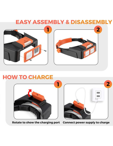 Lupa de Diadema COYLAPY con Luz LED 1.5X-3.5X Naranja