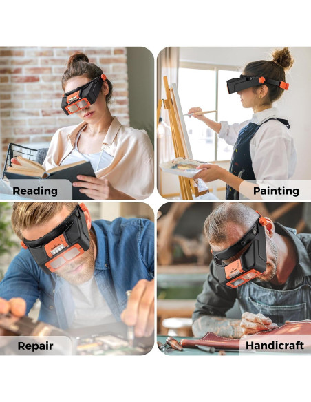 Lupa de Diadema COYLAPY con Luz LED 1.5X-3.5X Naranja